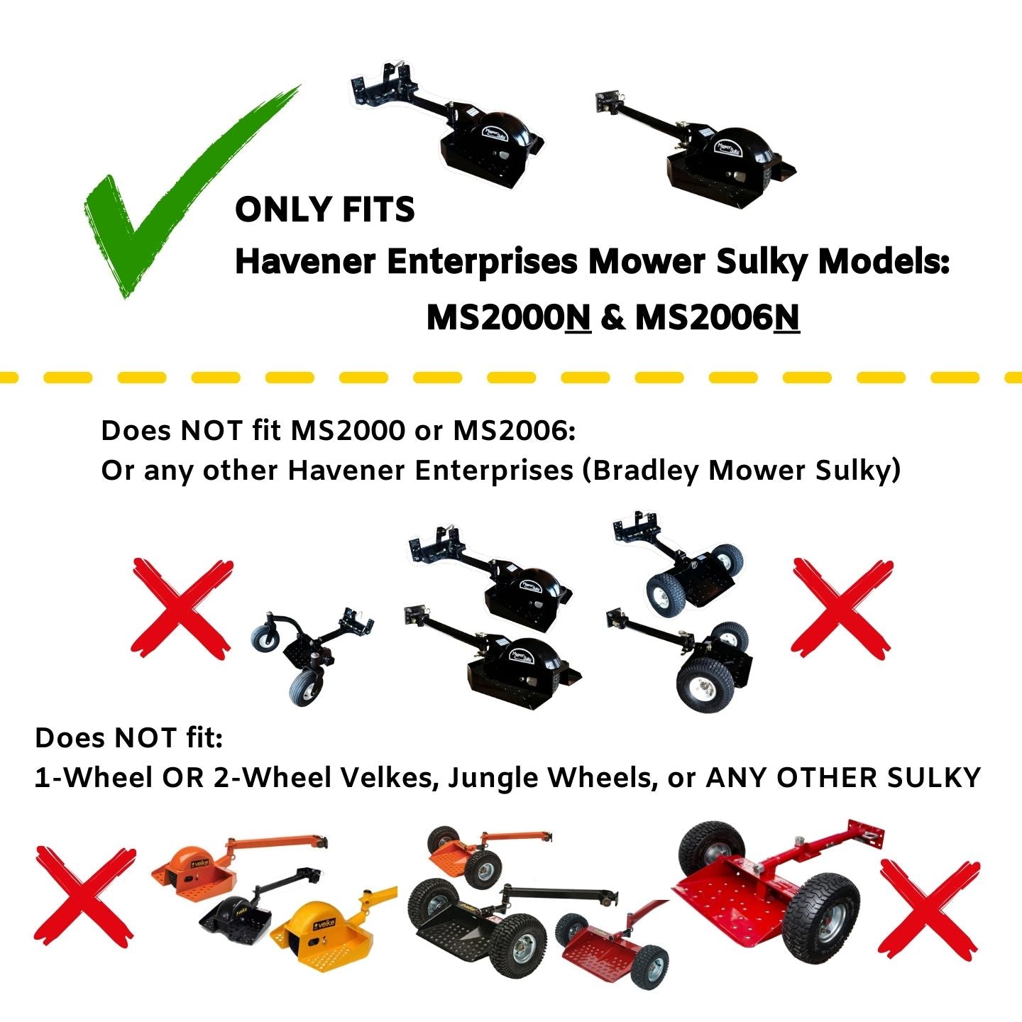 Fissure de la pelouse, MS2000N & MS2006N Assemblage des roues de la tondeuse Sulky N15007